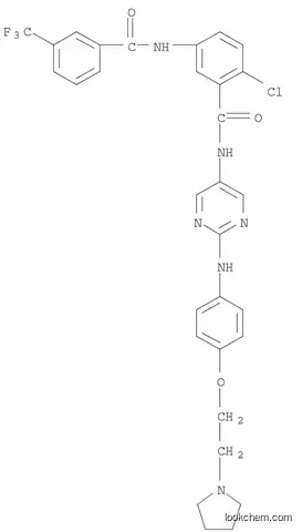 Molecular Structure of 1001341-27-0 (Benzamide, 2-chloro-N-[2-[[4-[2-(1-pyrrolidinyl)ethoxy]phenyl]amino]-5-pyrimidinyl]-5-[[3-(trifluoromethyl)benzoyl]amino]-)